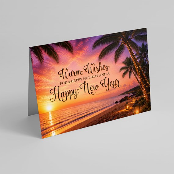 beach sunset greeting card with text
