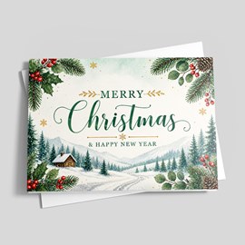 Snowy Cabin Christmas Card