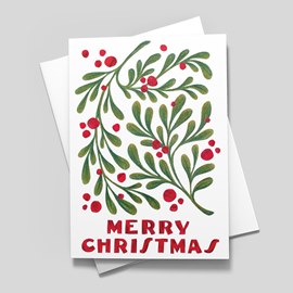 Modern Holly Christmas Card