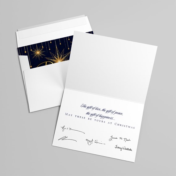 folded card with star design and printed message