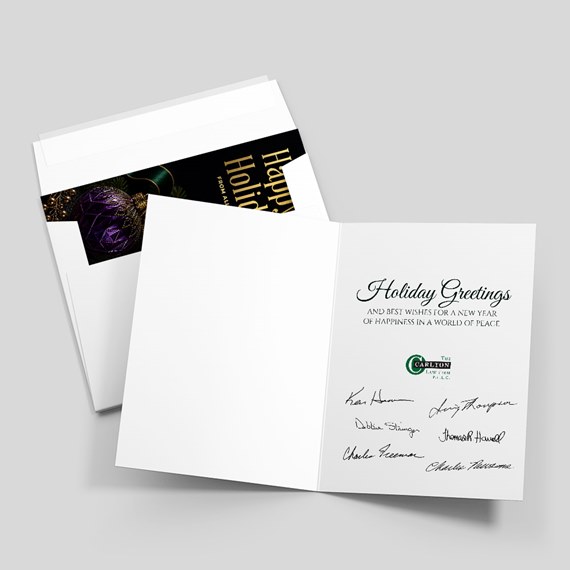 greeting card with holiday design and signatures