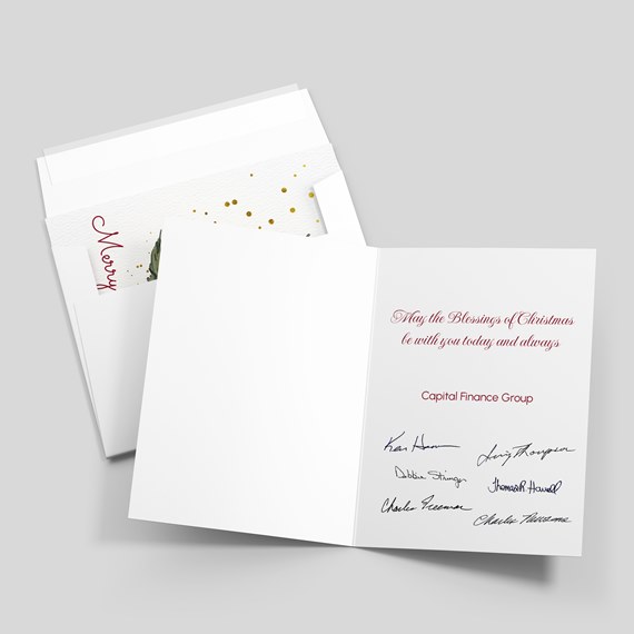 greeting card with printed message and decorative envelope