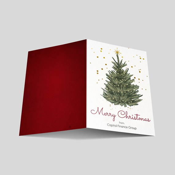 folded greeting card with Christmas tree design