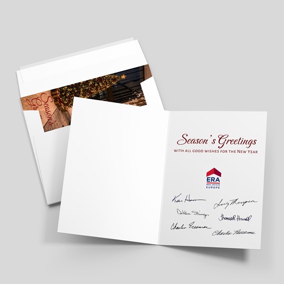 greeting card with photo area and printed text