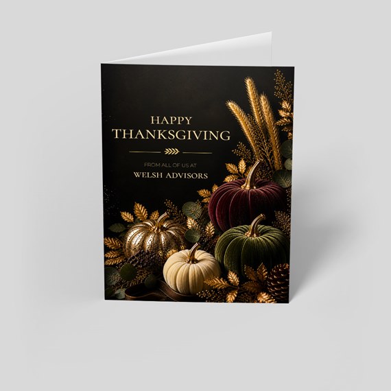 Thanksgiving card with pumpkins and decorative elements