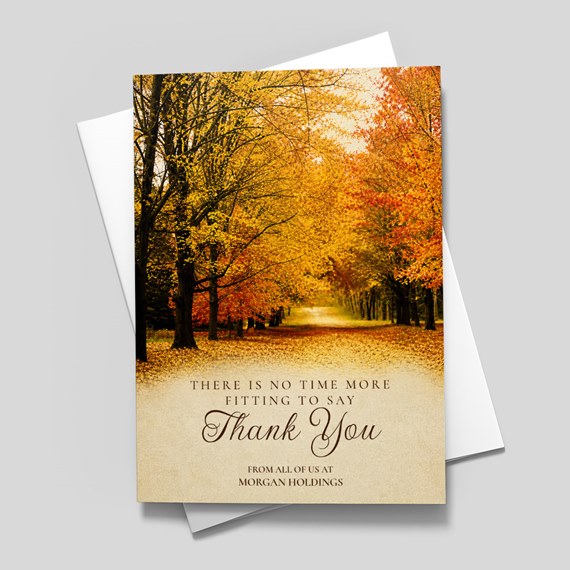 autumn scene thank you card