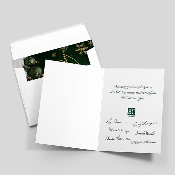 holiday card with customizable text area and logo placeholder