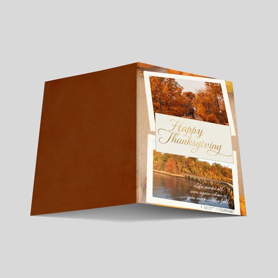 Thanksgiving card with photo area and autumn design
