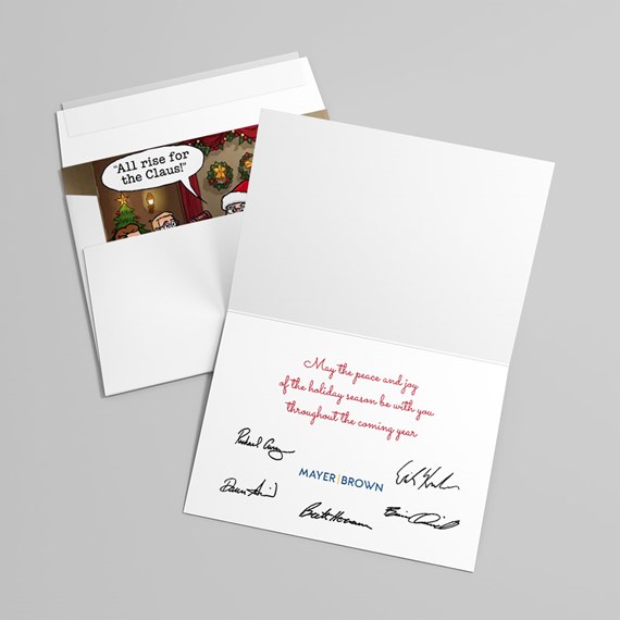 holiday card with illustration and printed message