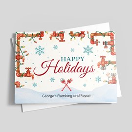 Plumbing Pipes Holiday Card