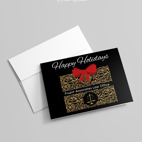 holiday card with decorative elements and photo area