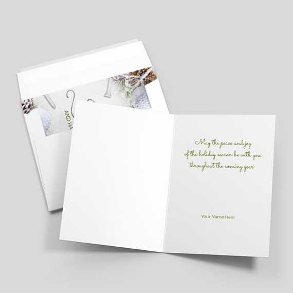 holiday card with customizable text area and decorative border design