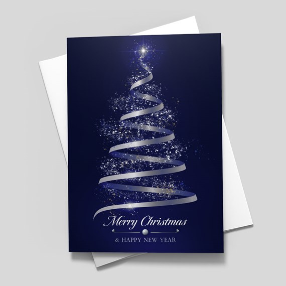 Christmas card design with tree and text