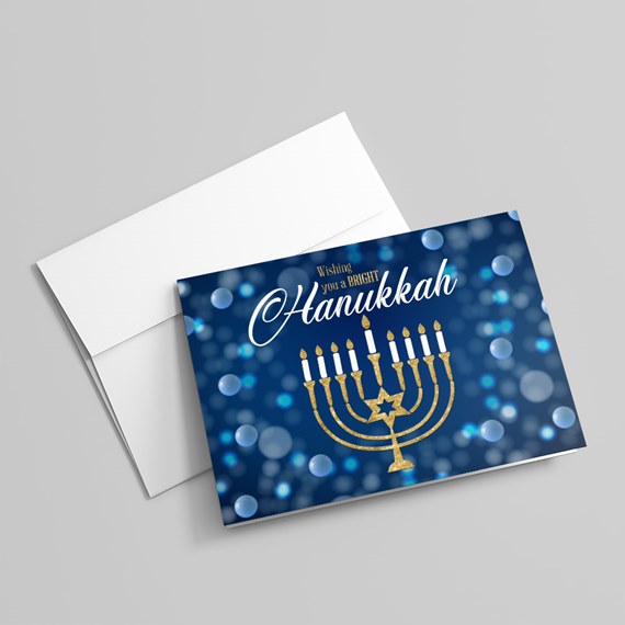 menorah design with bokeh background, customizable text area