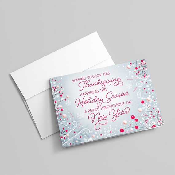 holiday card with decorative elements and text