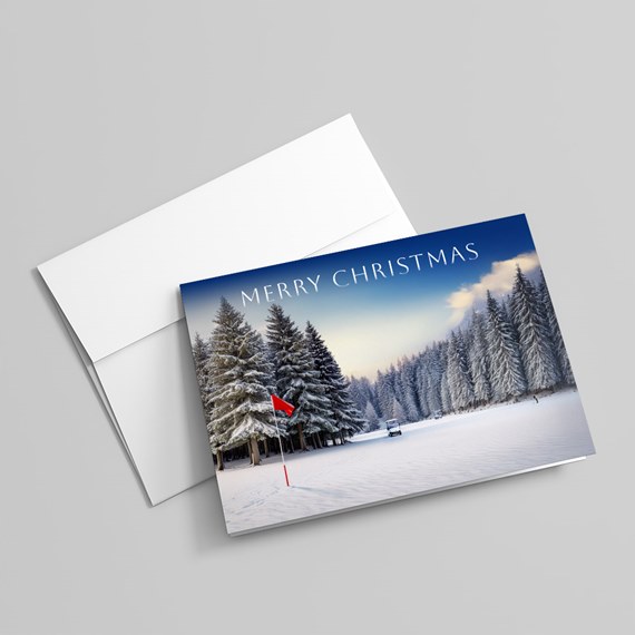 winter landscape greeting card with photo area