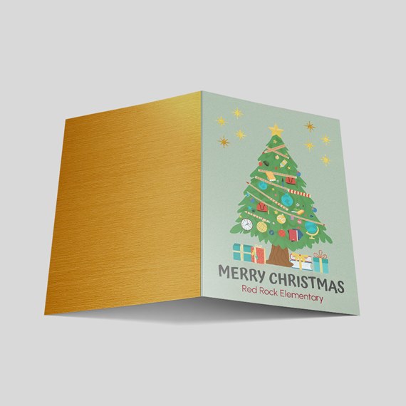 Christmas card with tree illustration and customizable text area