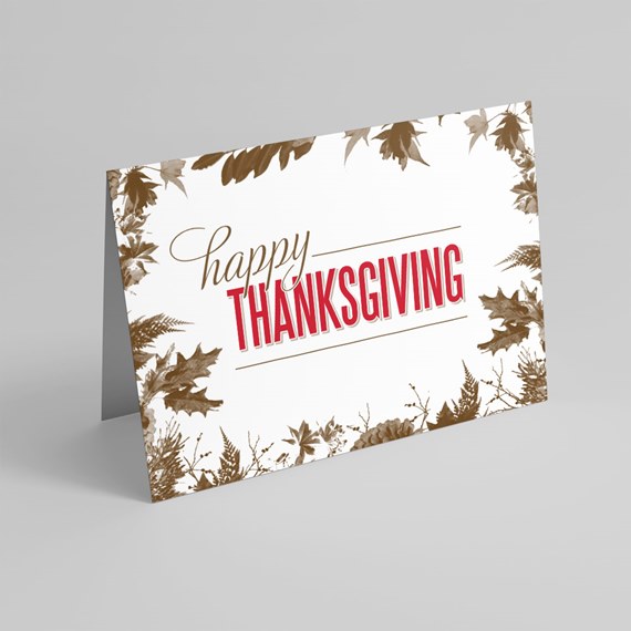 thanksgiving greeting card with foliage border