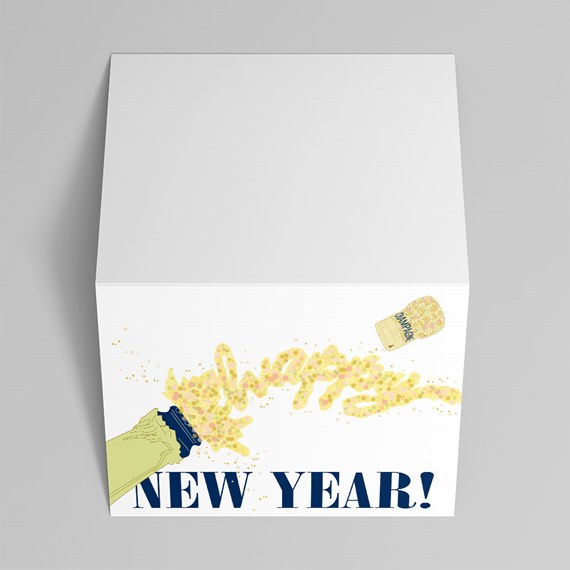 new year celebration design with champagne and bubbles