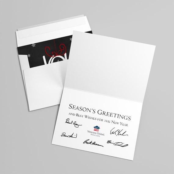 holiday greeting card with snowflake design, photo placeholder
