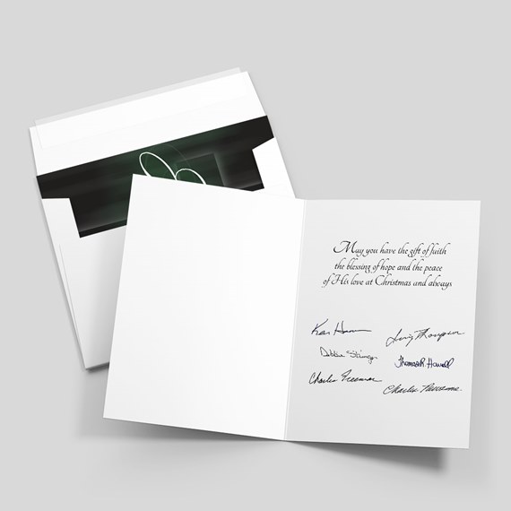 card with printed message and signatures