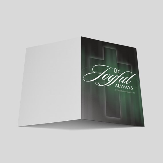 greeting card with green cross and joyful message