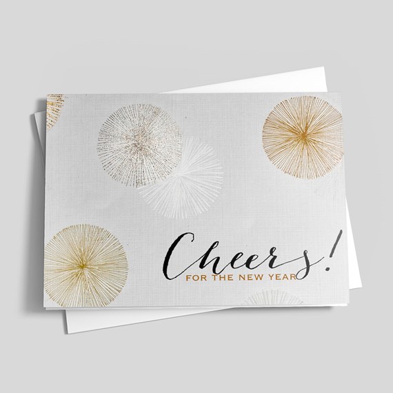 greeting card with burst designs and text