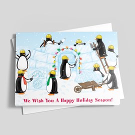 Penguin Builders Christmas Card
