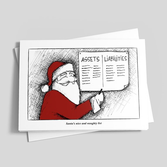 cartoon Santa holding sign, customizable text area