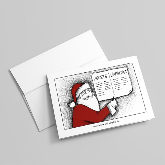 greeting card with Santa illustration and text
