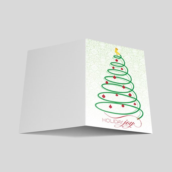 greeting card with Christmas tree design and text placeholder