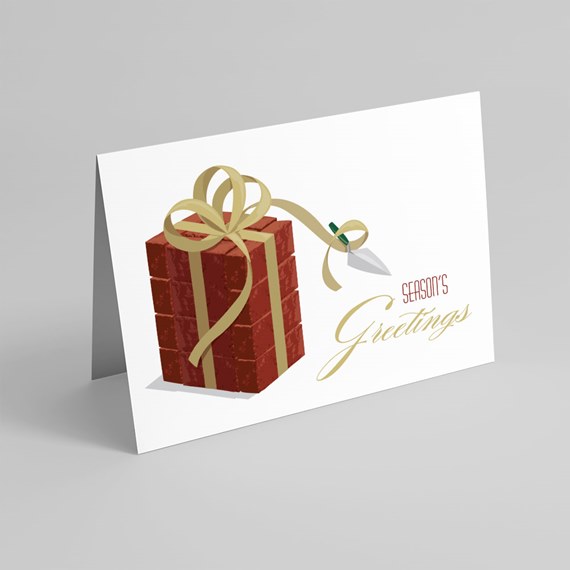 greeting card with gift box and customizable text area