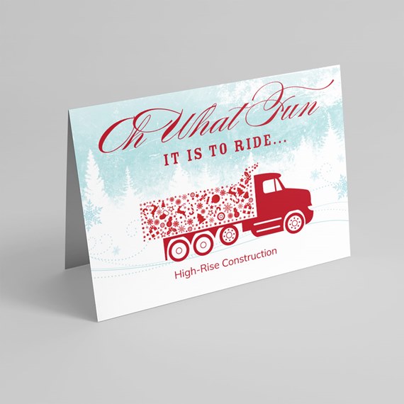 truck illustration with winter motifs and text
