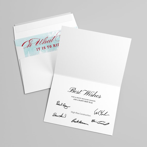 greeting card with winter scene and customizable text area