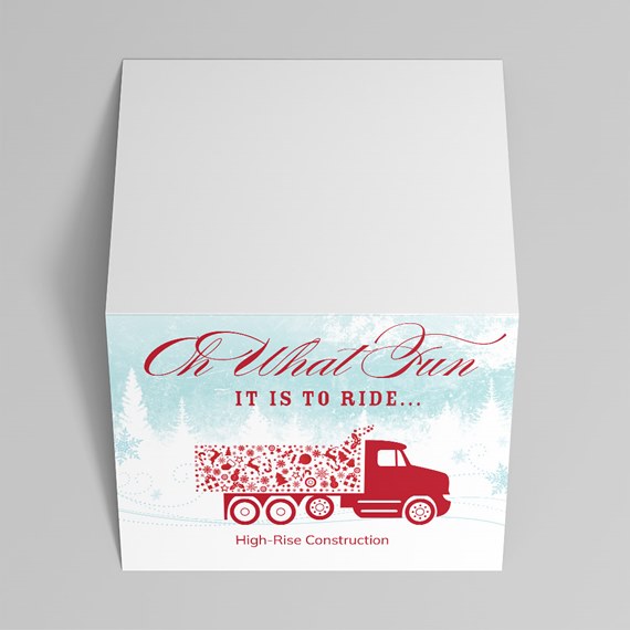 illustration of truck with decorative load, winter theme