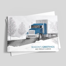 Blue Semi Truck Holiday Card