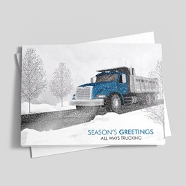 Blue Dump Truck Holiday Card
