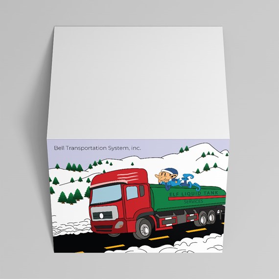 cartoon truck illustration with snowy background