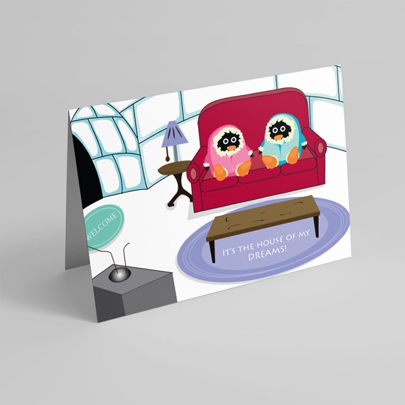 cartoon scene with two characters on a couch, text area