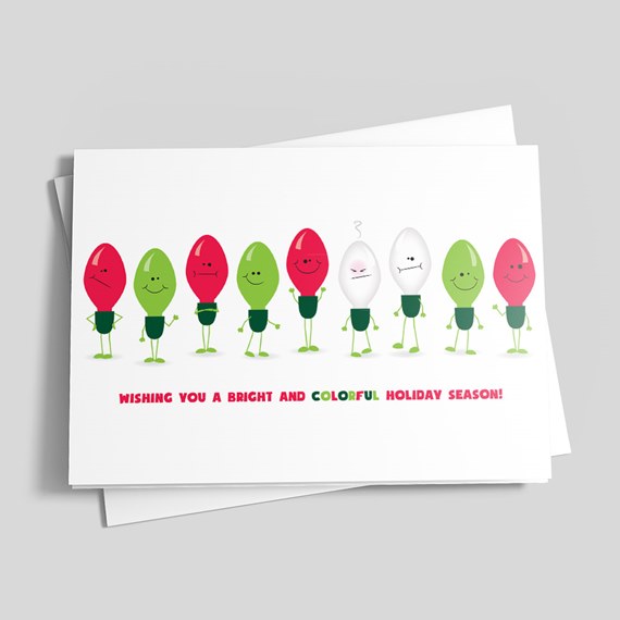 colorful holiday lights design with text