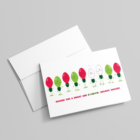 colorful holiday card with balloons and greeting