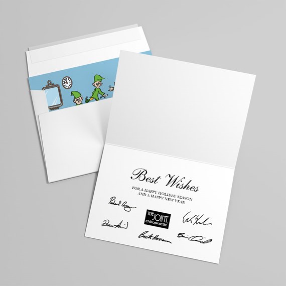 white folded greeting card with printed 