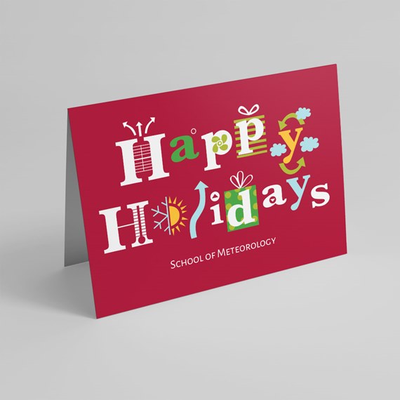 colorful holiday card with customizable text area