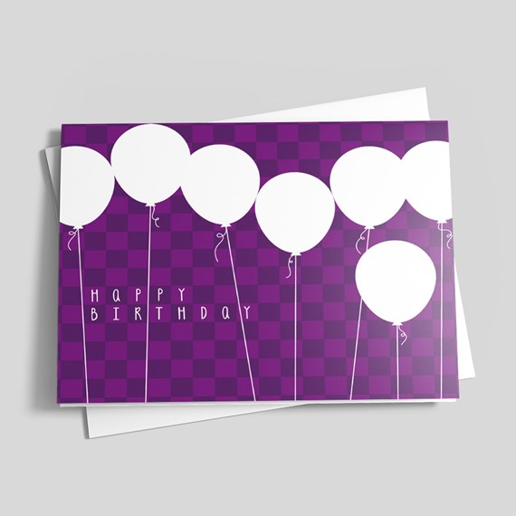 birthday card with balloons and text