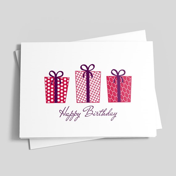 birthday card with gift boxes