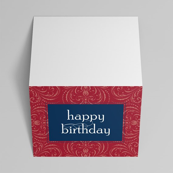 birthday card with paisley design and photo area