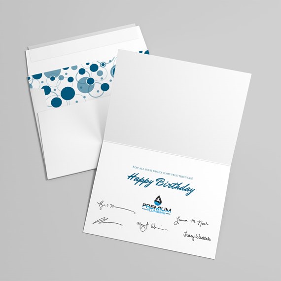 Birthday card with colorful circular design and customizable text area
