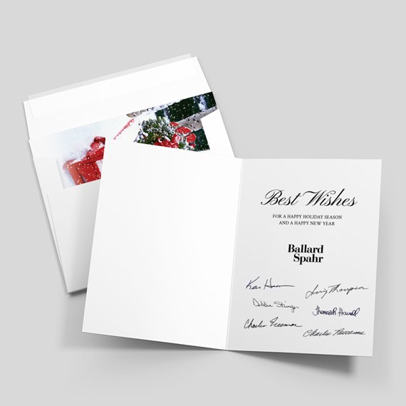 greeting card with photo area and holiday message