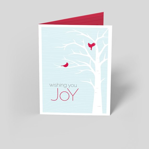 greeting card with tree and birds