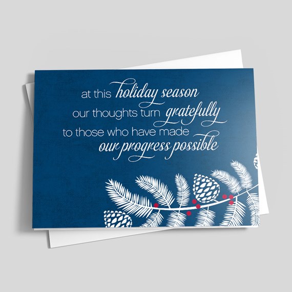 holiday card with photo placeholder and decorative elements